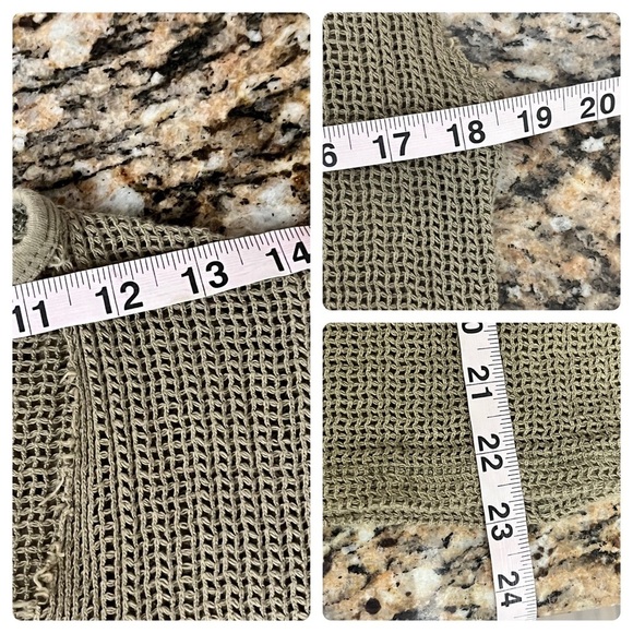 ASOS Design Women’s S Mesh Open Knit Sheer Blouse Tan Fringe Goth Grunge Beach - Picture 6 of 9